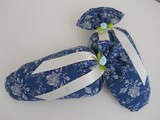 Lavender Shoe Pillow Blue & White Rose Pattern